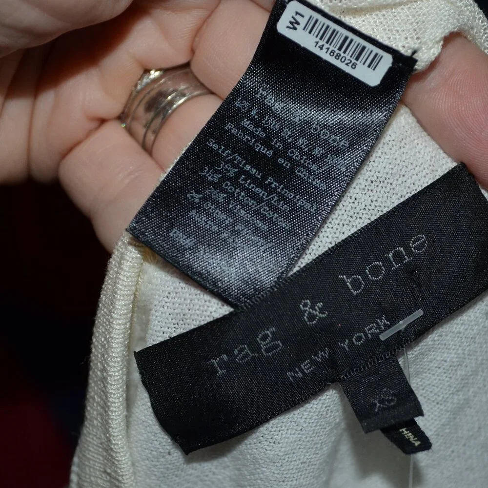 NWOT Sz XS Rag & Bone Ivory Linen Blend Button Front Long Cardigan Sweater